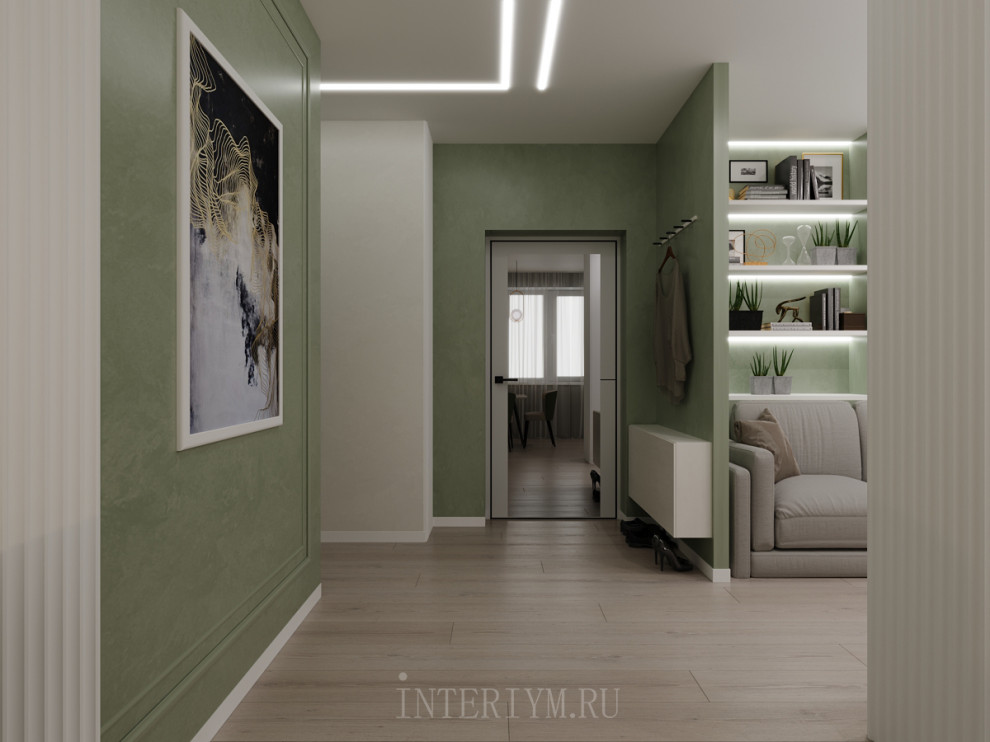 Дизайн кухни-гостиной-коридора в 2х-комнатной квартире