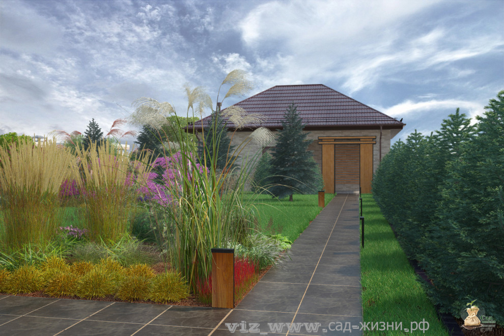 Ландшафтная визуализация дизайна частного участка в п. Белаго Московской области