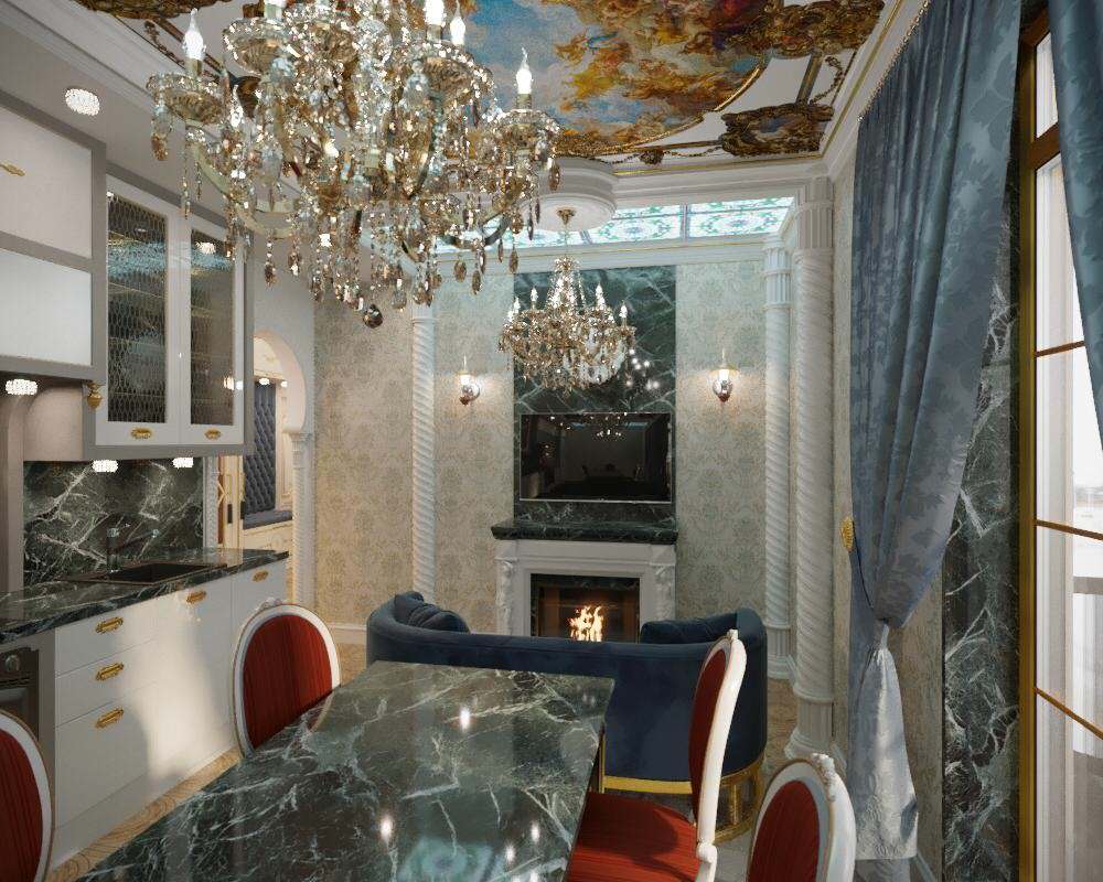 Дворцовый интерьер в загородных апартаментах