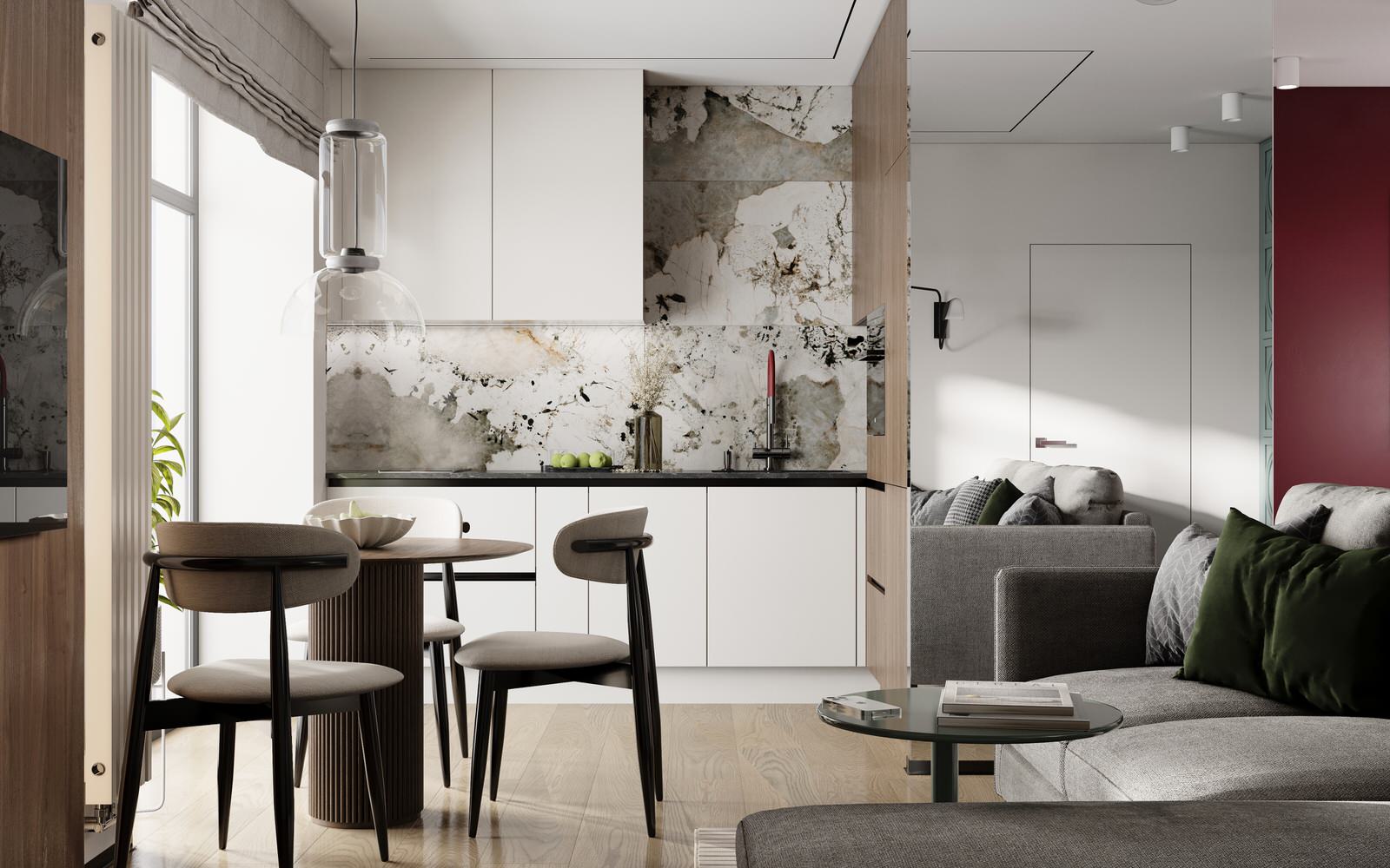 Стильный интерьер квартиры для семьи из трех человек