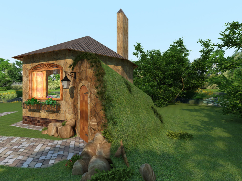 Беседка и погреб под холмом