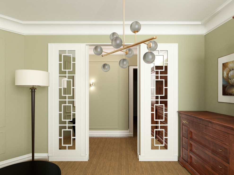 Сложное зонирование: спальня+кабинет+коридор. Обновление лоджии и детской.