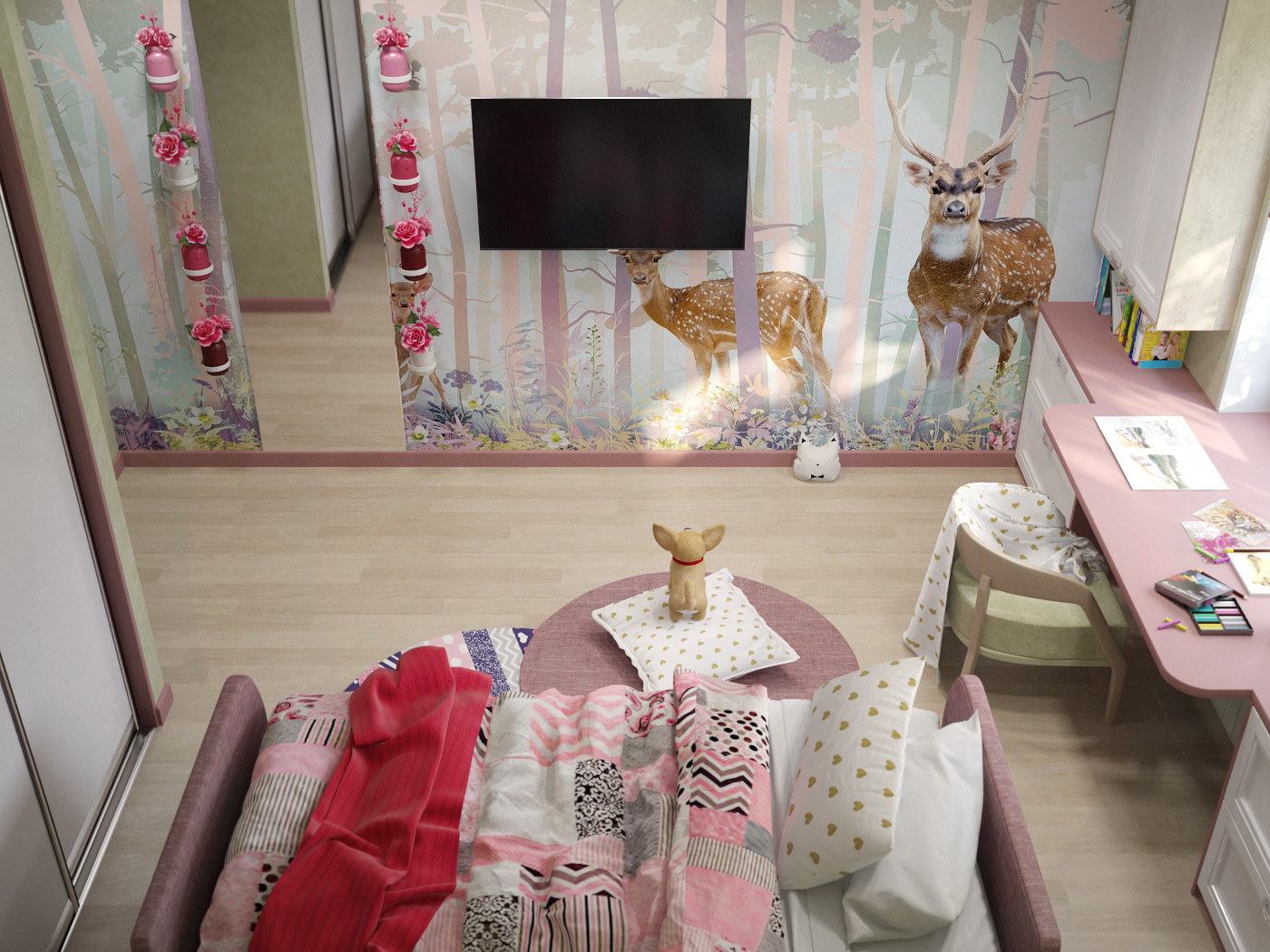 Обложка проекта: Дизайн детской для девочки