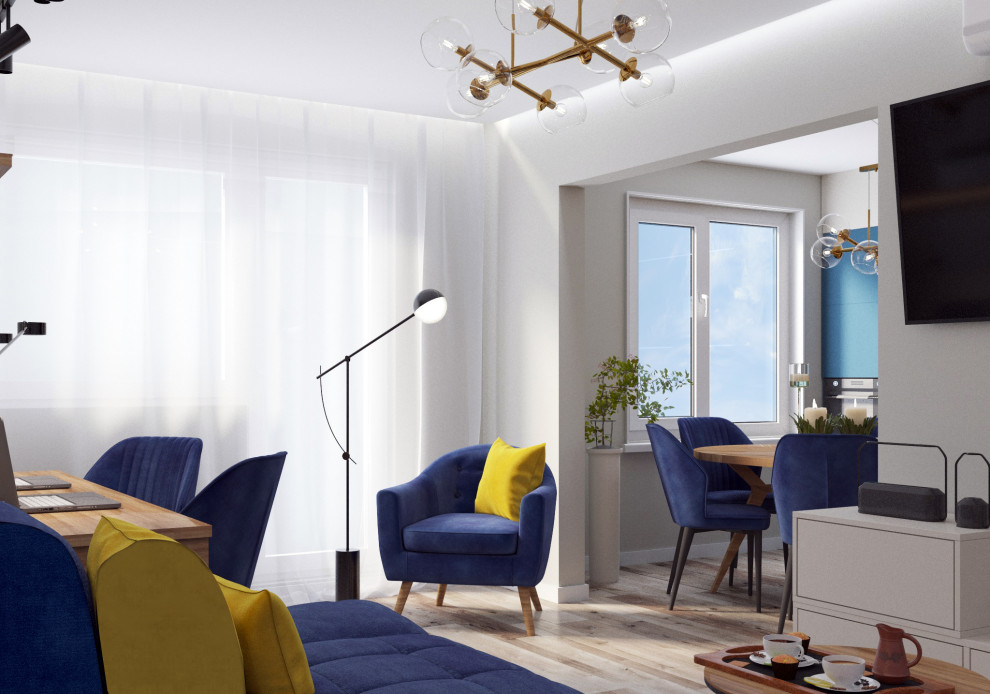 Дизайн с акцентным синим