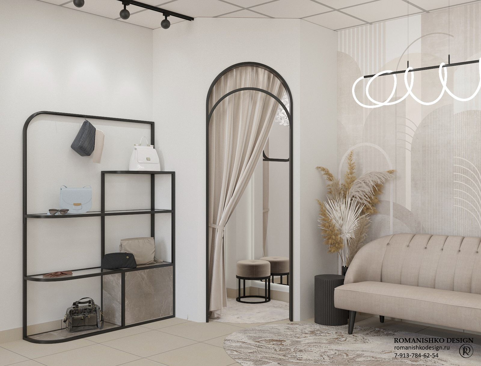 Дизайн выставочного зала шоурума женской одежды