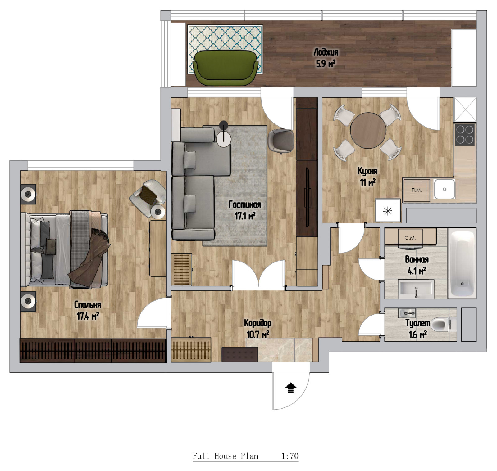 Двухкомнатная квартира под сдачу