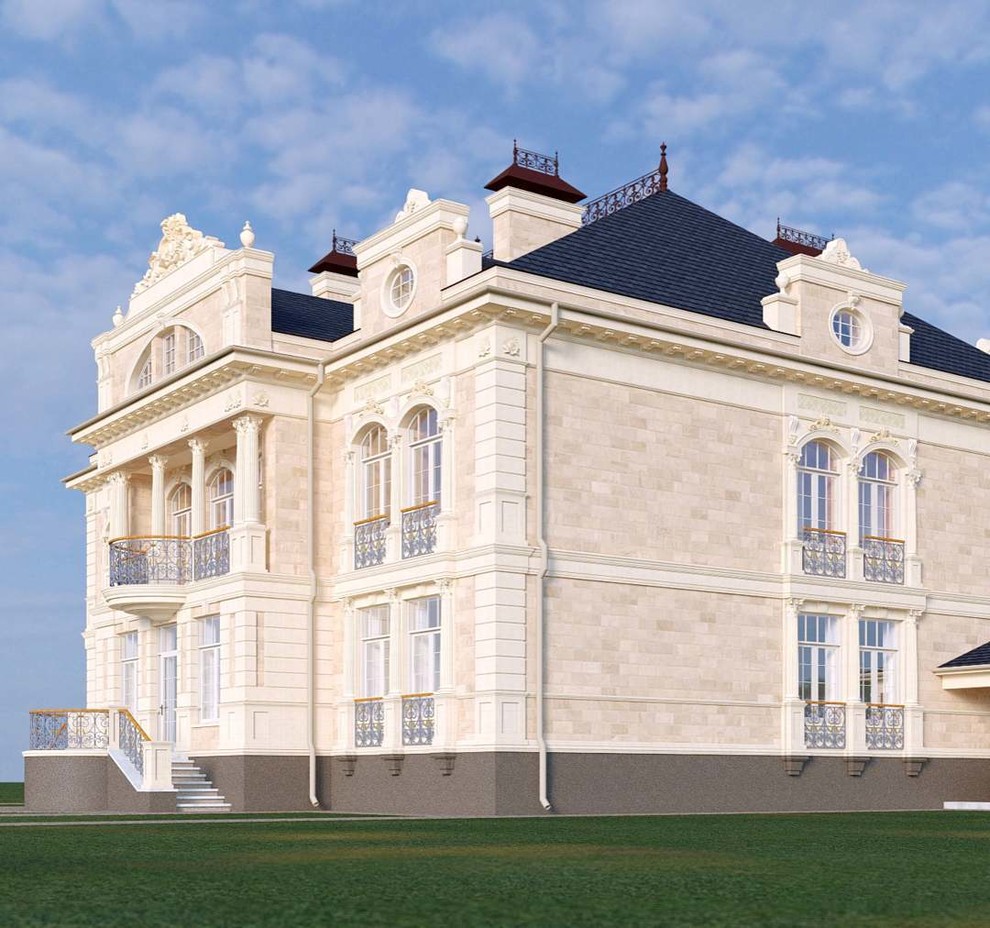 Частный дом в классическом стиле. Натуральный камень