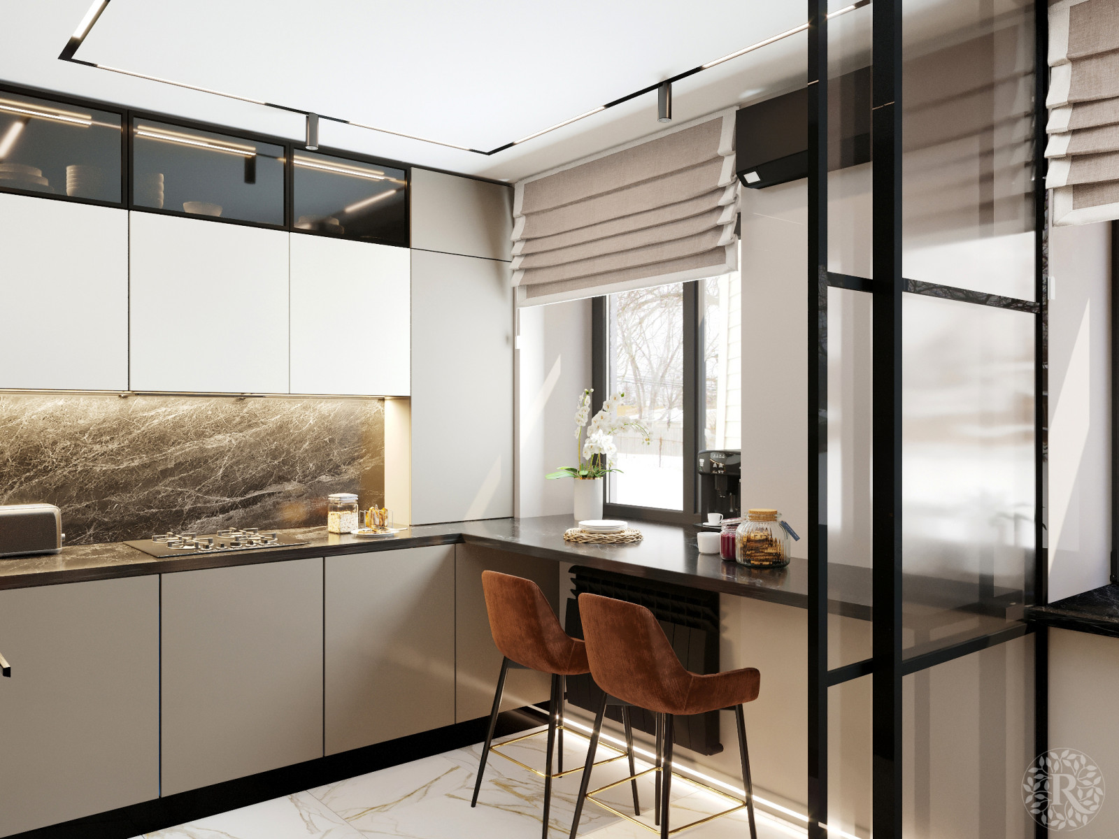 Кухня в трёхкомнатной квартире в Ярославле