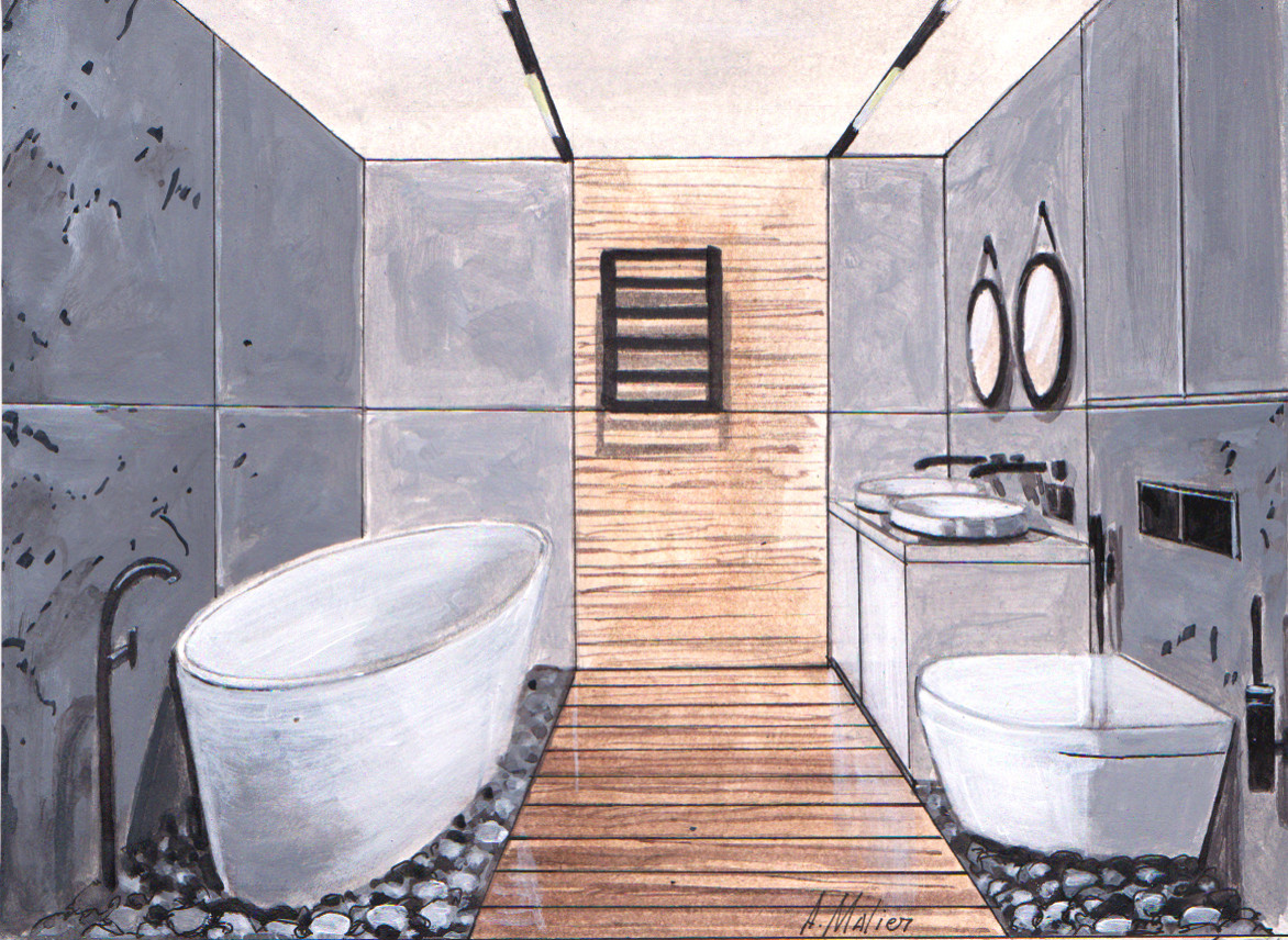 Интерьер в стиле яхты с QR-кодами лофт 46 м2 на 2 этажа