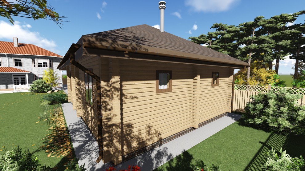 Баня из профилированного бруса 200x142. Общая площадь - 63 кв.м