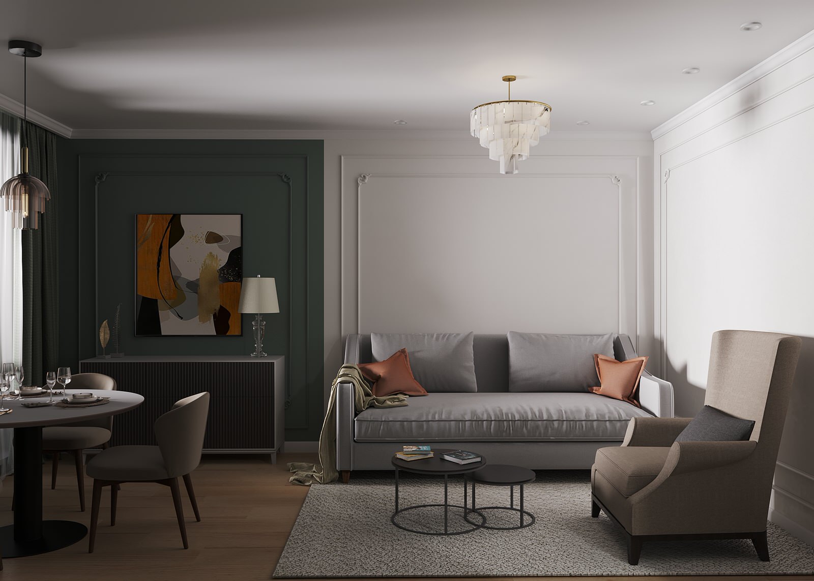 Обложка проекта: Гостиная-столовая