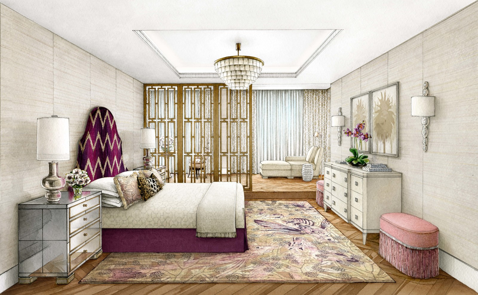 Эскизный проект квартиры в Казани для дизайн-студии Марины Кочеровой