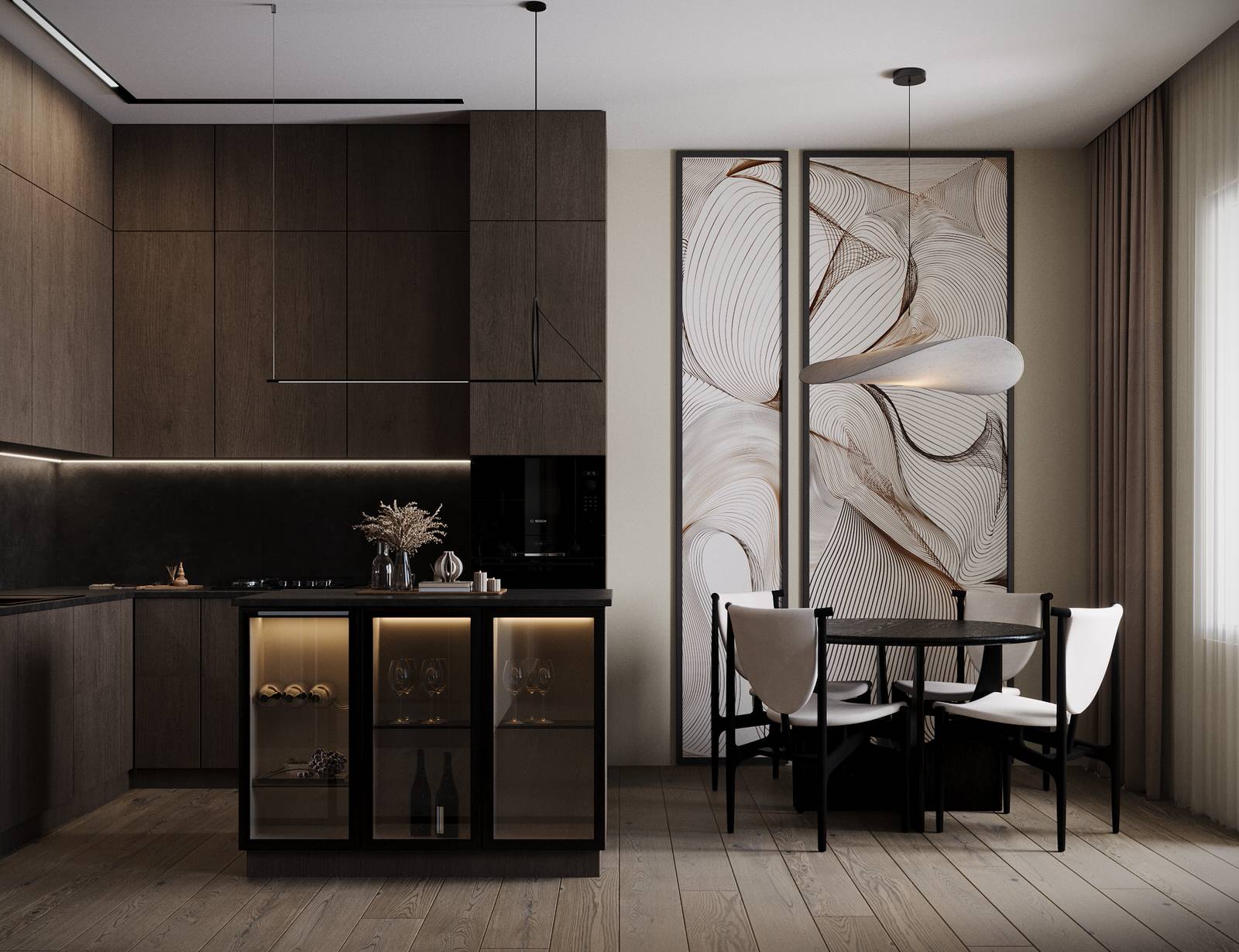 Обложка проекта: Визуализация кухни-гостиной в жк  Амур-Сити