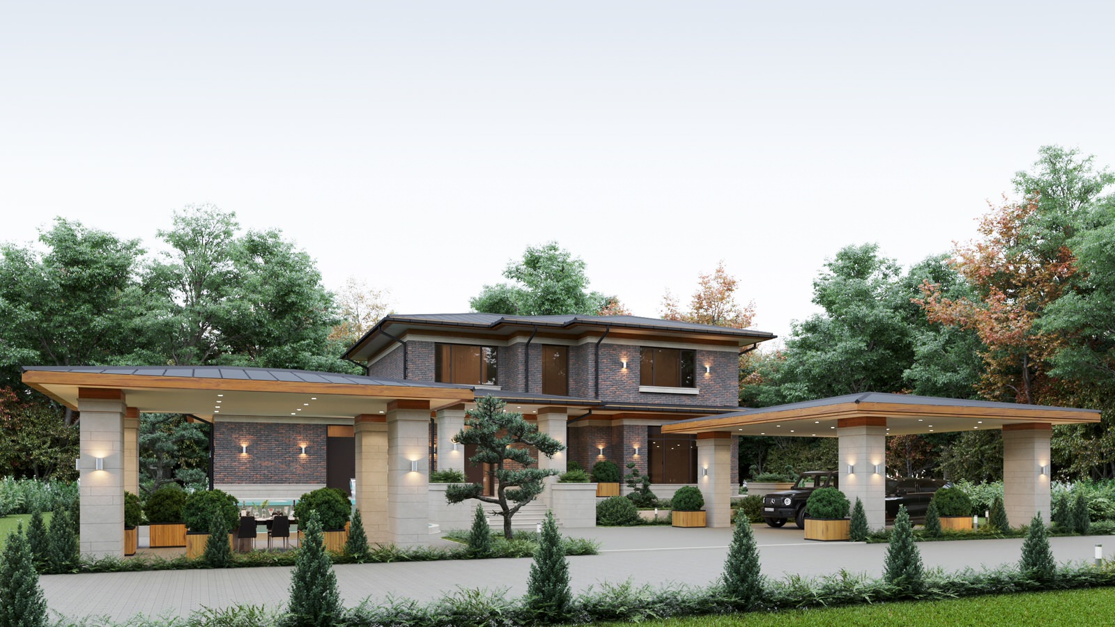 Обложка проекта: Дом в стиле Ф.Л.Райта (стиль Прерий)