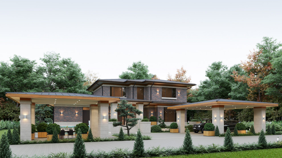 Обложка проекта: Дом в стиле Ф.Л.Райта (стиль Прерий)