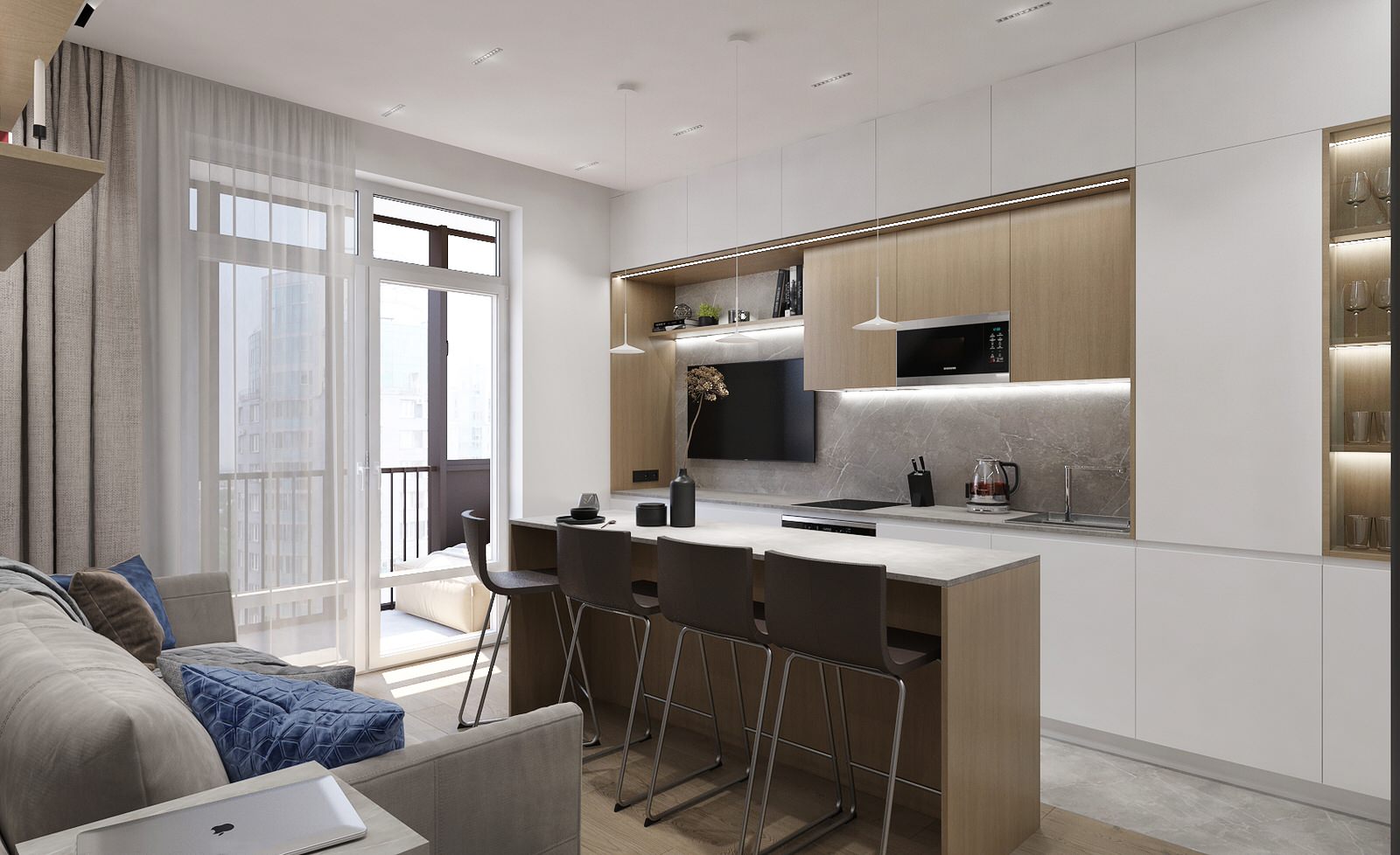 Квартира 50м2 в современном стиле для молодой семьи в ЖК "Ленинград"