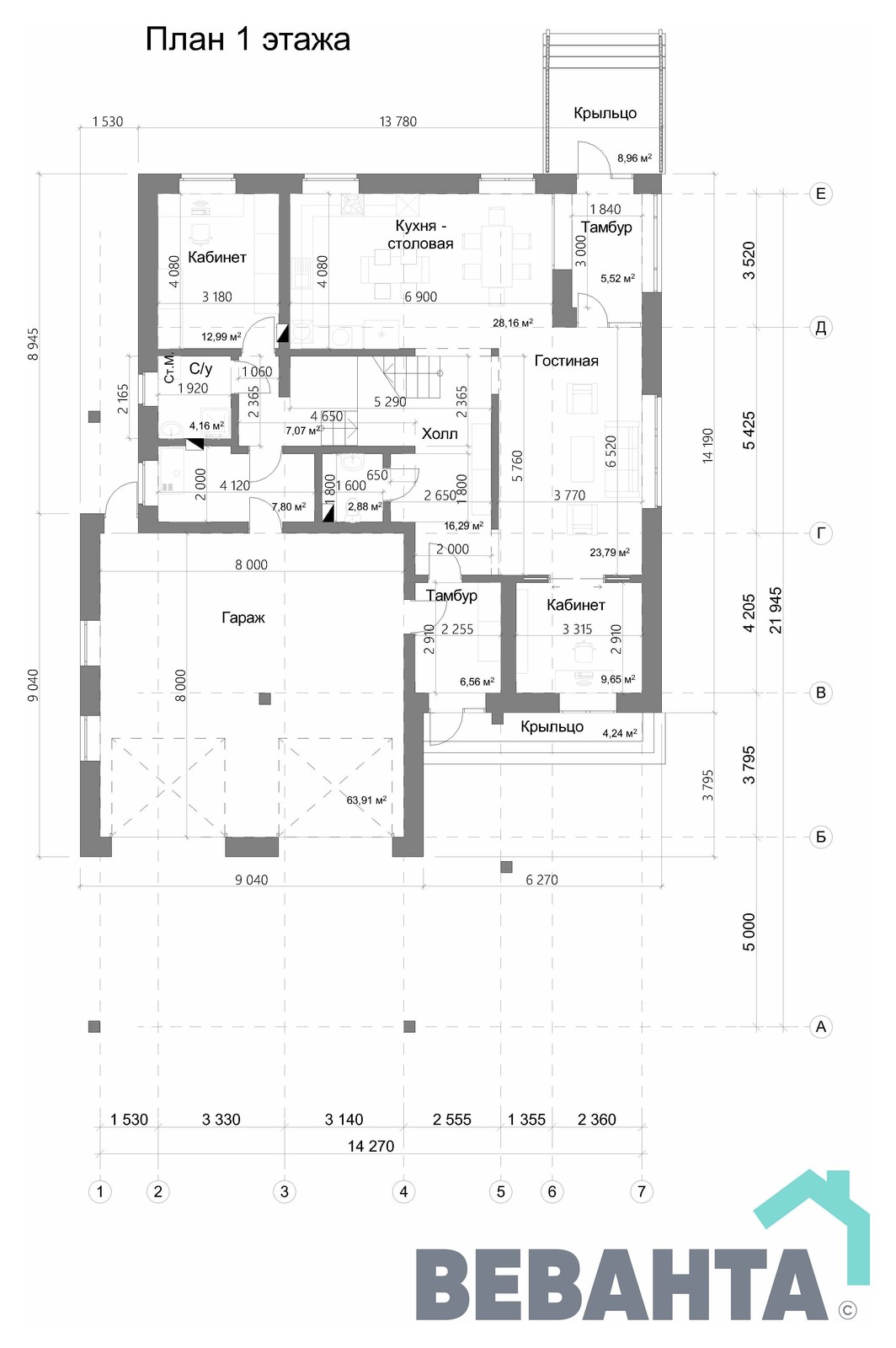 Коттедж по проекту "Фаворит"