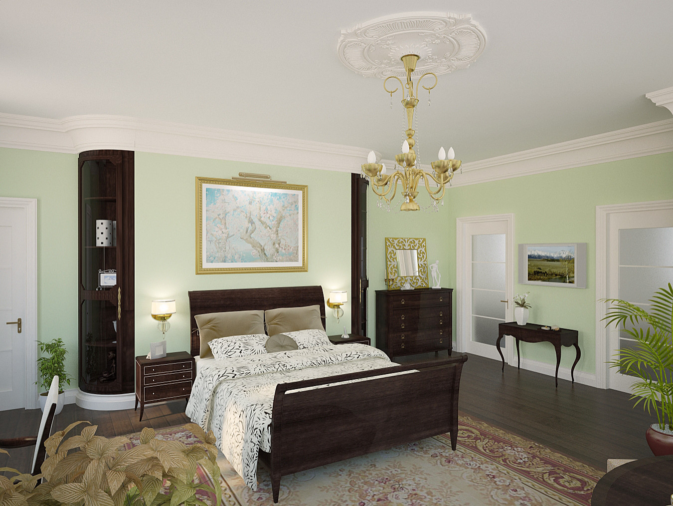 Дизайн спальни в загородном доме