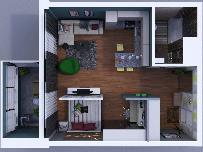 Однокомнатная квартира-студия для молодой семьи