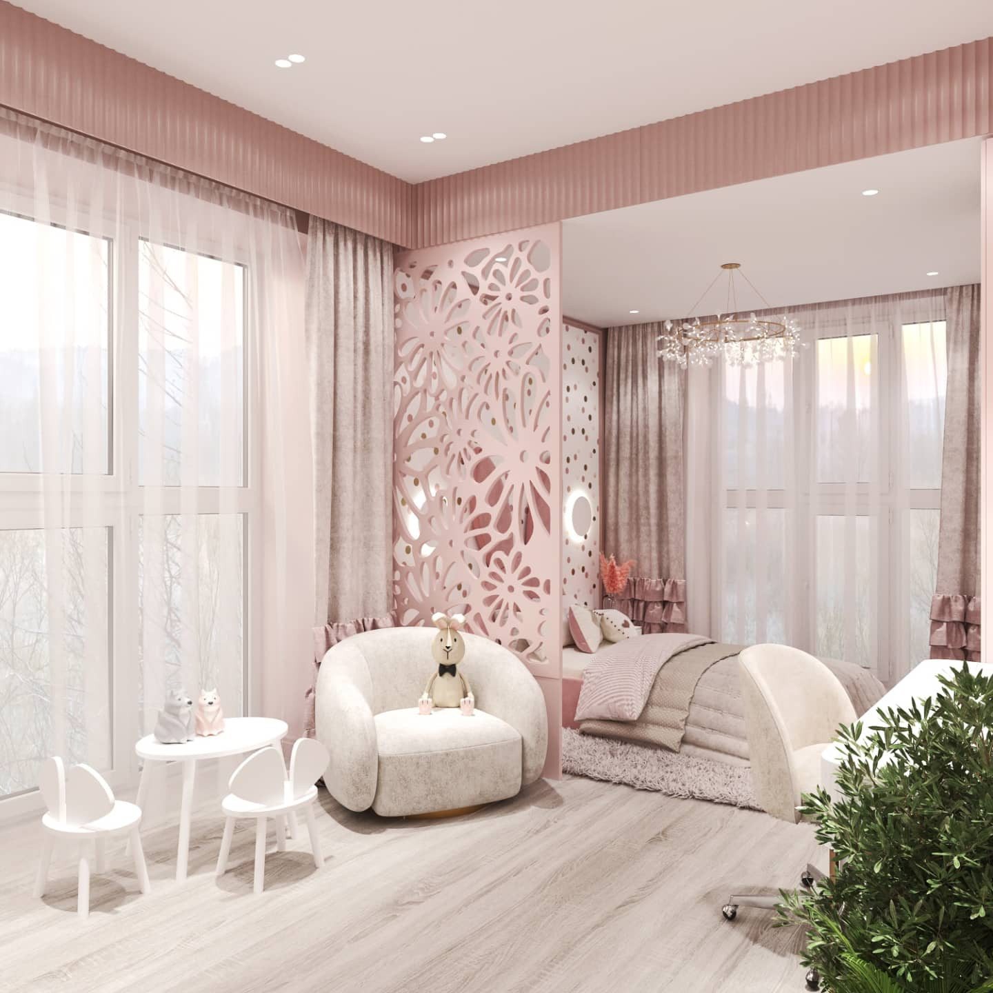 Милейшая детская для девочки в загородном доме