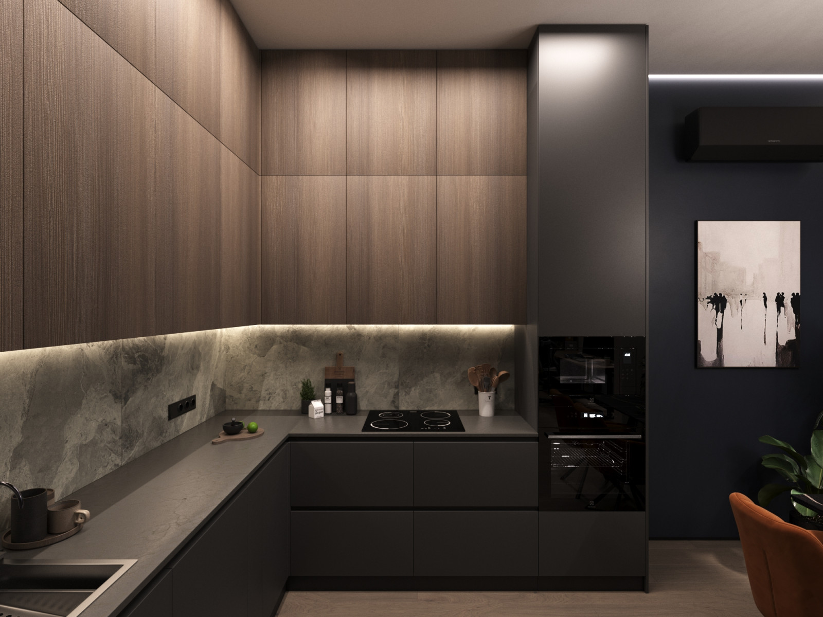 Дизайн интерьера квартиры 77 м2 с 2-мя санузлами и гардеробной