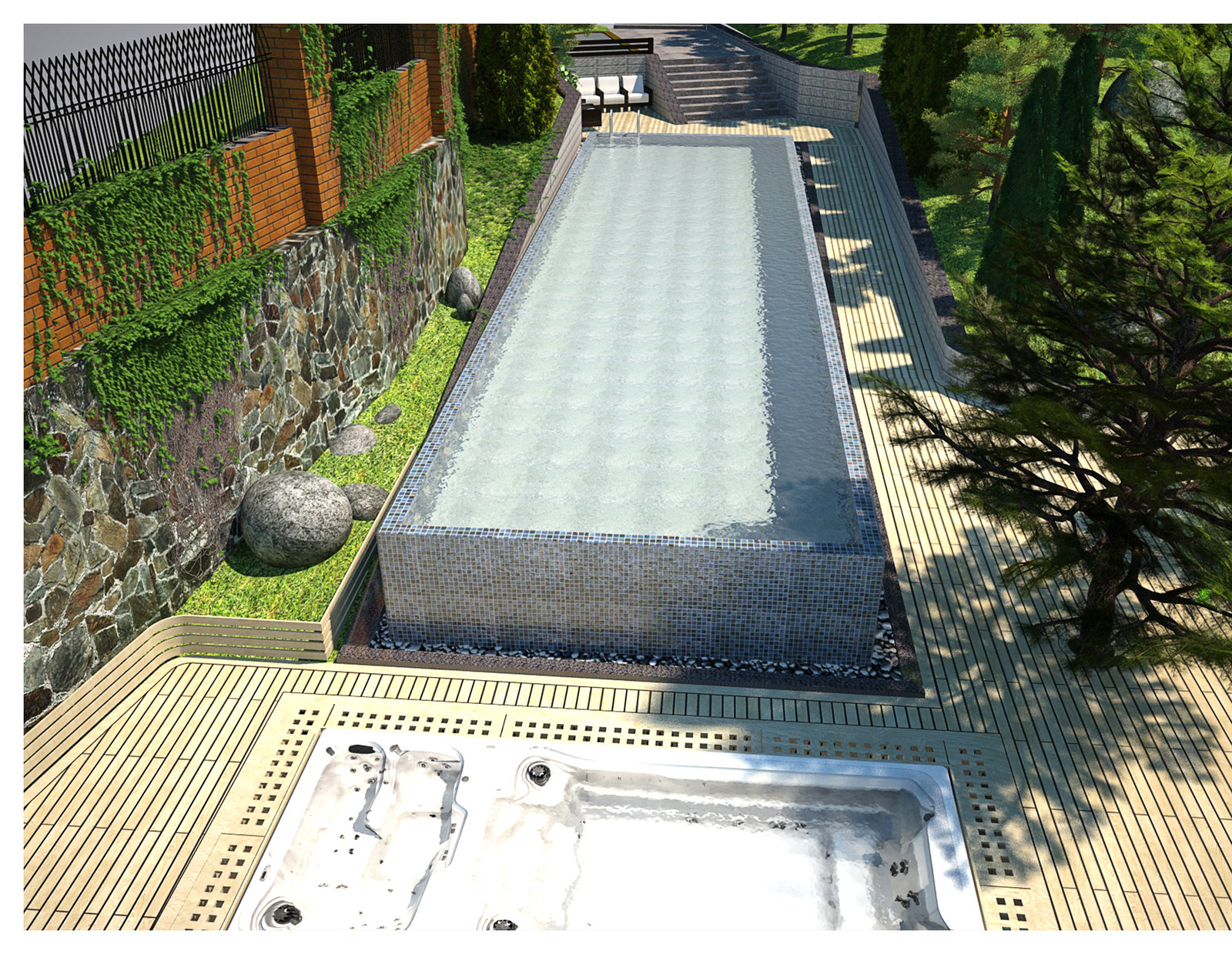 Благоустройство Бассейной зоны проект бассейна в "Вязовой роще" 2012г.