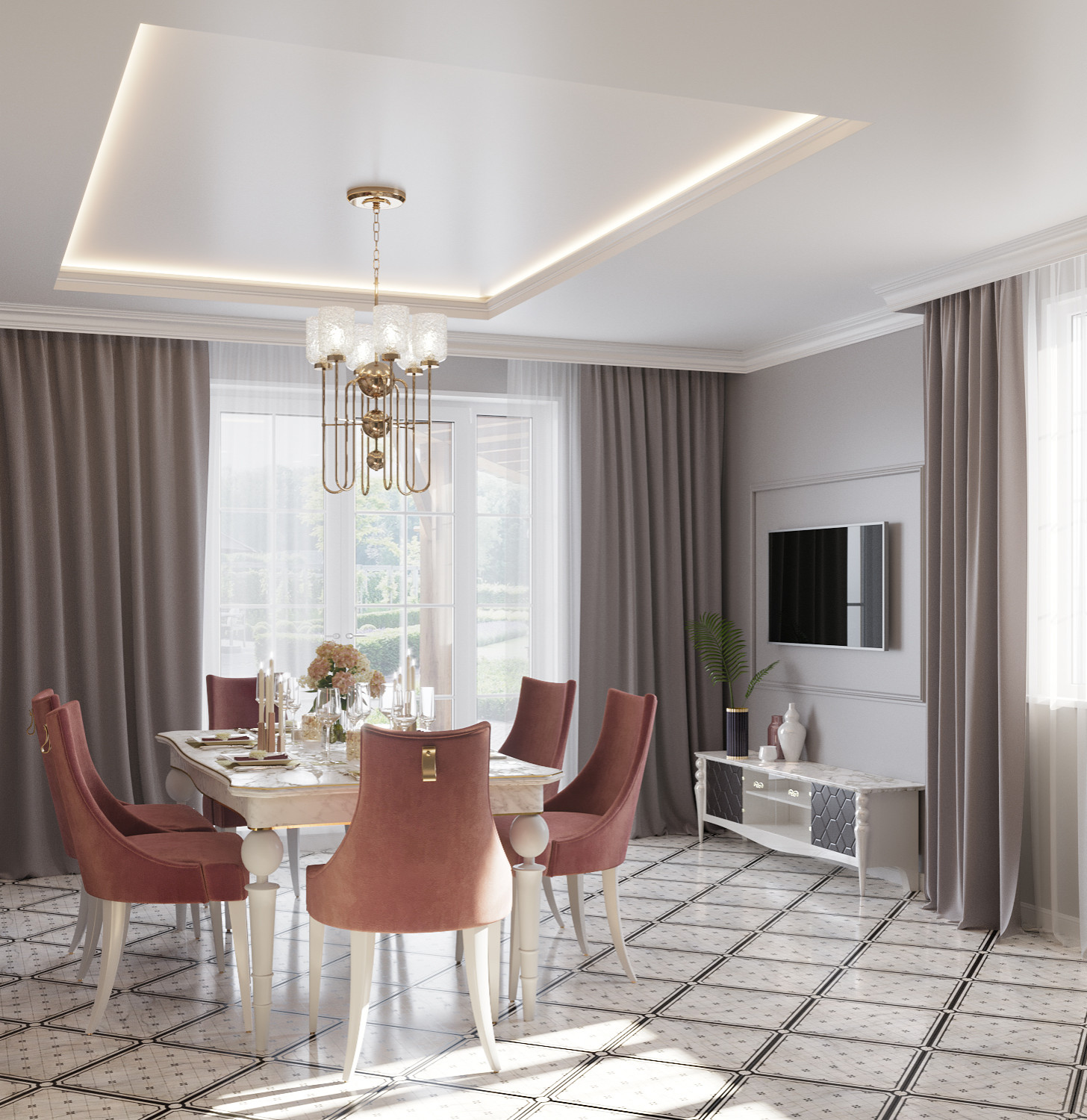 Обложка проекта: Кухня столовая с элементами стиля Ар-деко