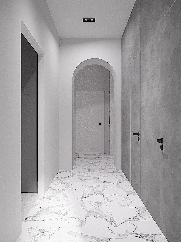 Трекомнатная квартира в серых тонах