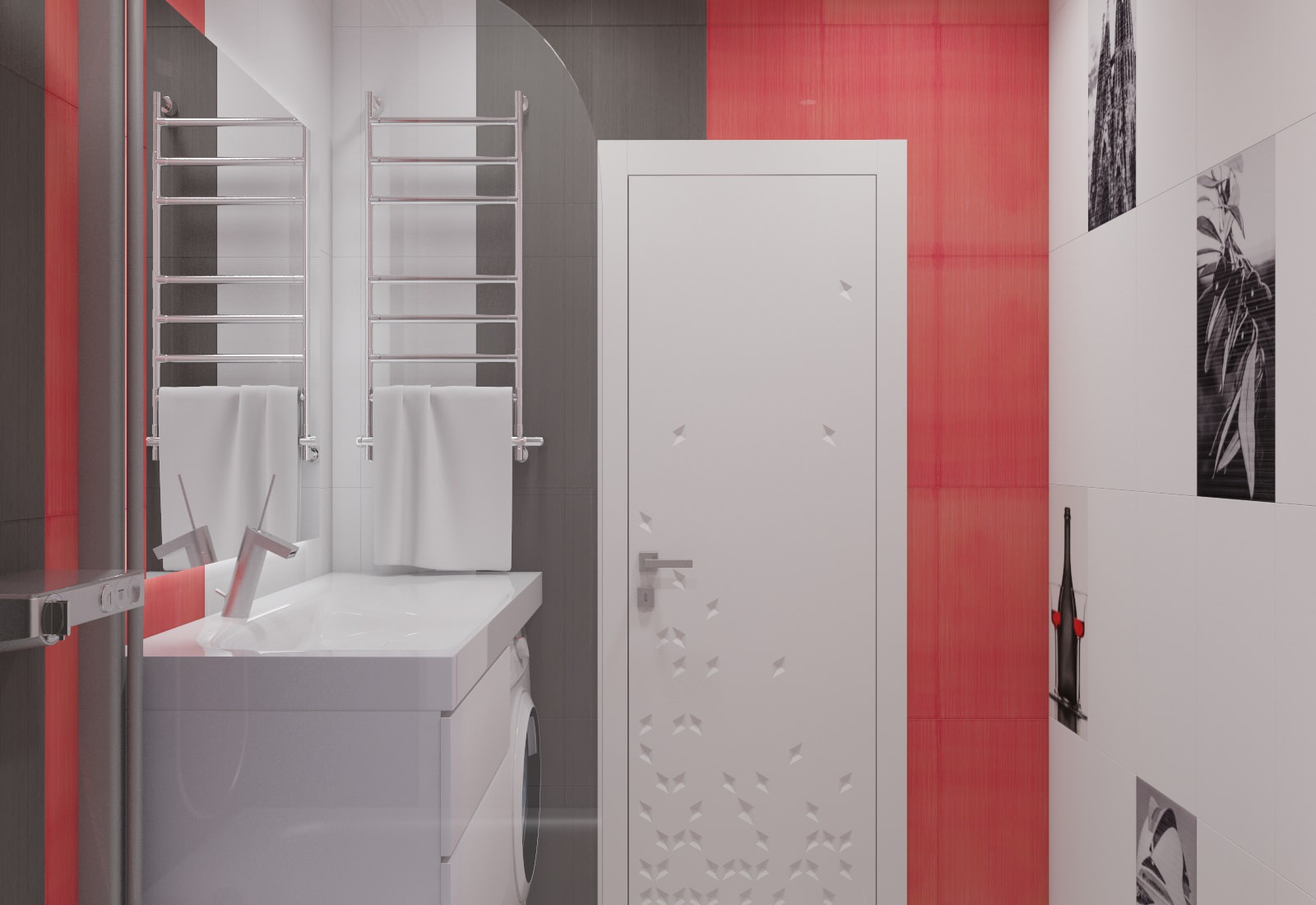 Хай тек в санузлах с плиткой Атем и экостиль с 3 Д панелью в спальне