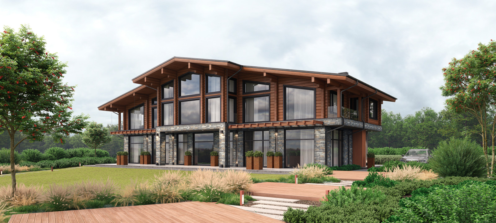 Обложка проекта: Проект трехэтажного комбинированного дома М431