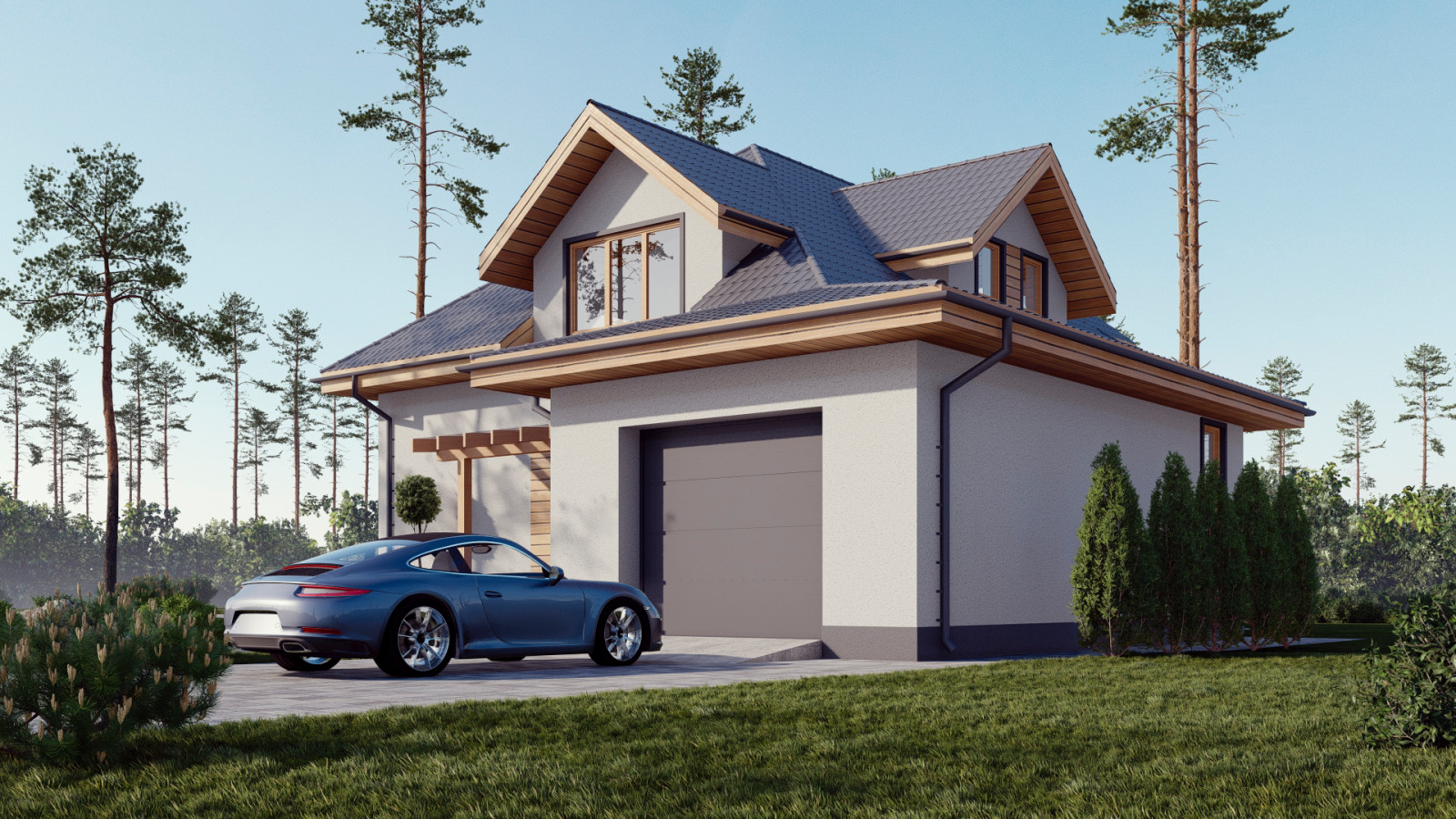 Проект двухэтажного дома в современном европейском стиле.