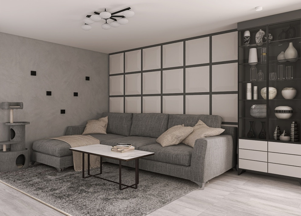 Дизайн кухни-гостиной с балконами