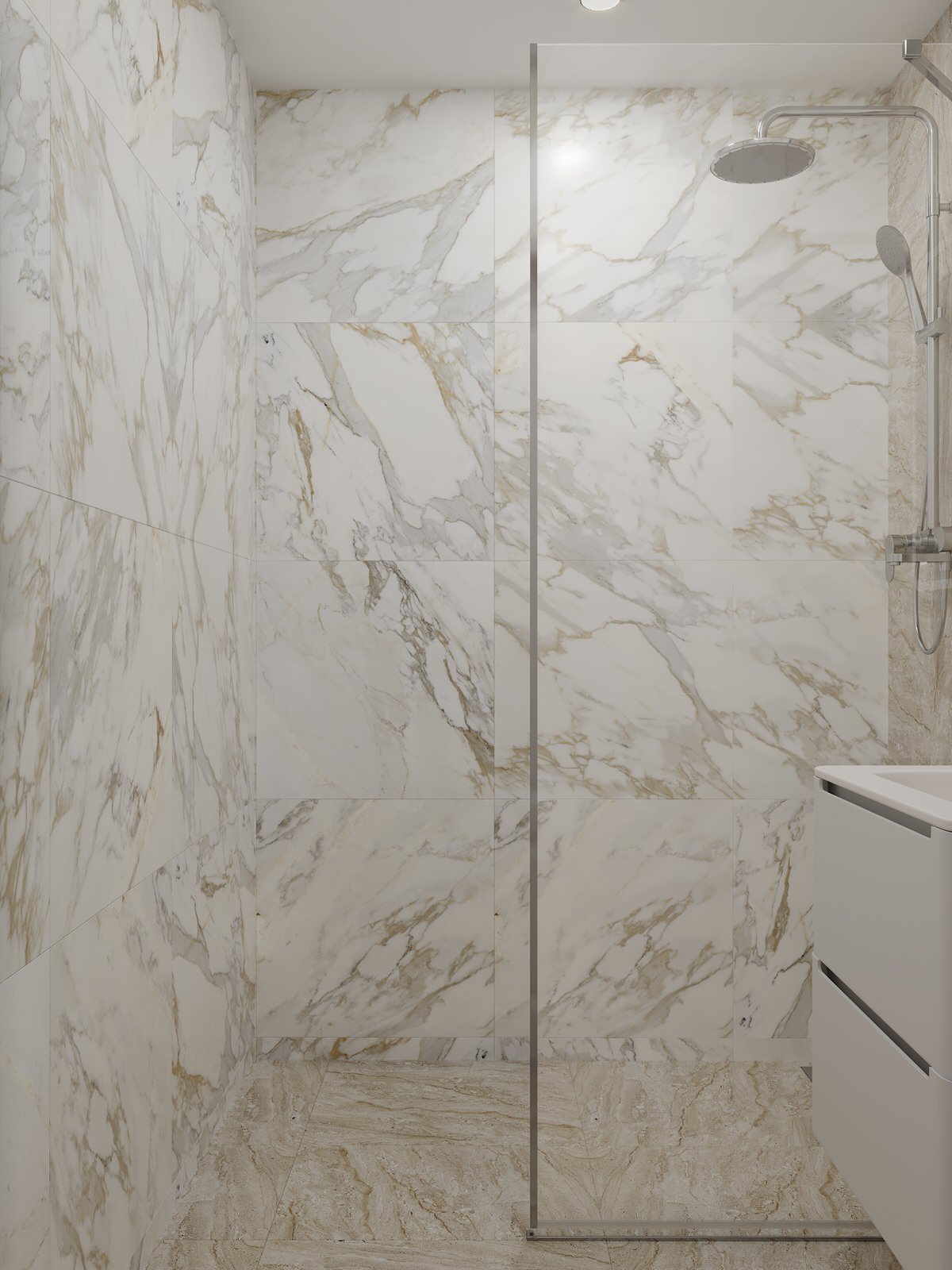 Санузел и Ванна из керамогранита и оникса