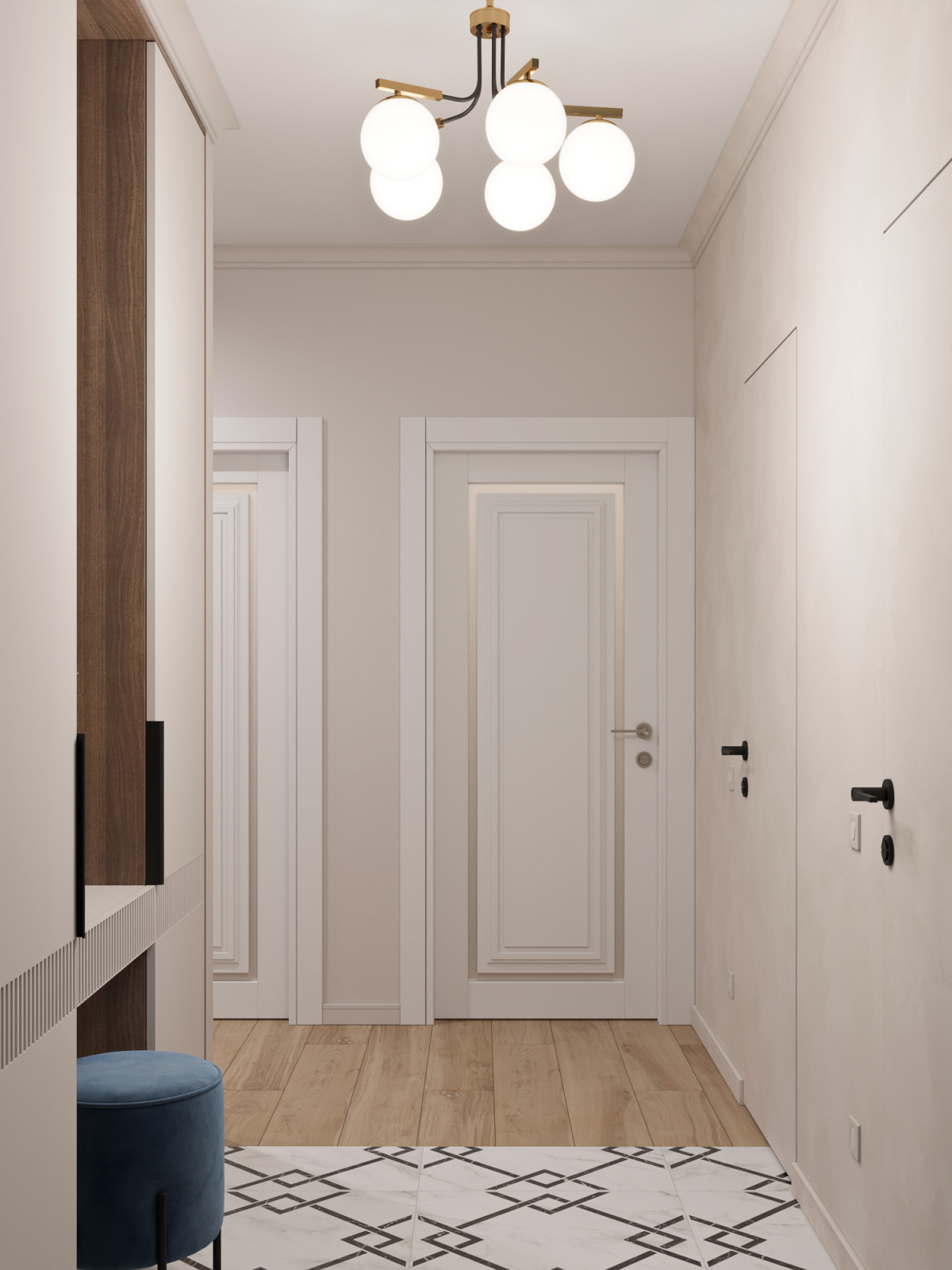 3-комнатная квартира для семьи в стиле современной классики