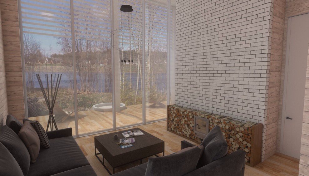 Интерьеры бани и беседки на берегу реки