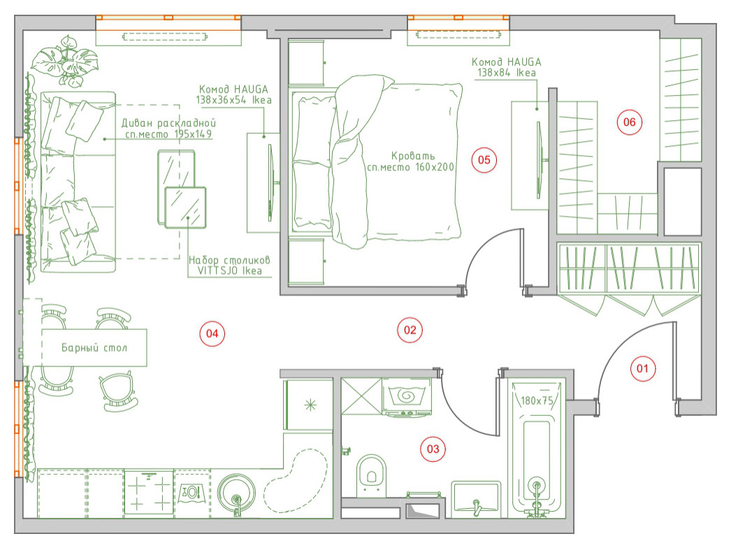 Поиск планировки: 4 плана + финал для апартаментов под сдачу
