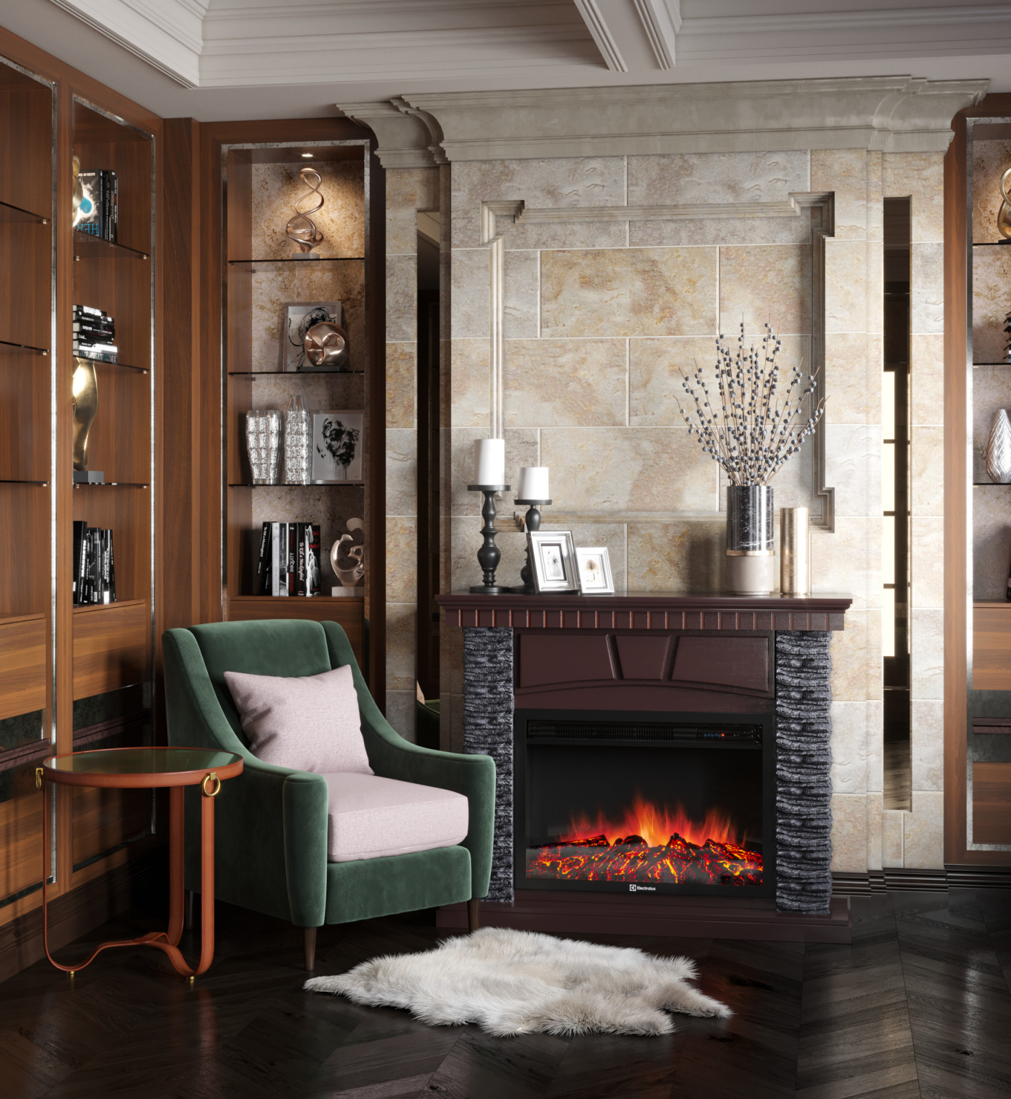 Гостиная с камином Electrolux