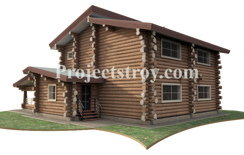 Дикий сруб - дом для круглогодичного проживания из бревна 280 мм - 14.4 х 16 м -