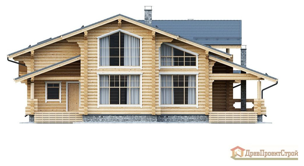 Дом из оцилиндрованных бревен 480,69м². Размеры 17400 х 22900. Проект № 308