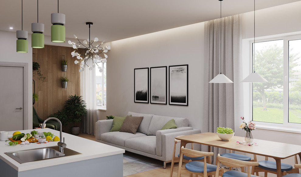 Визуализация интерьера кухни-гостиной