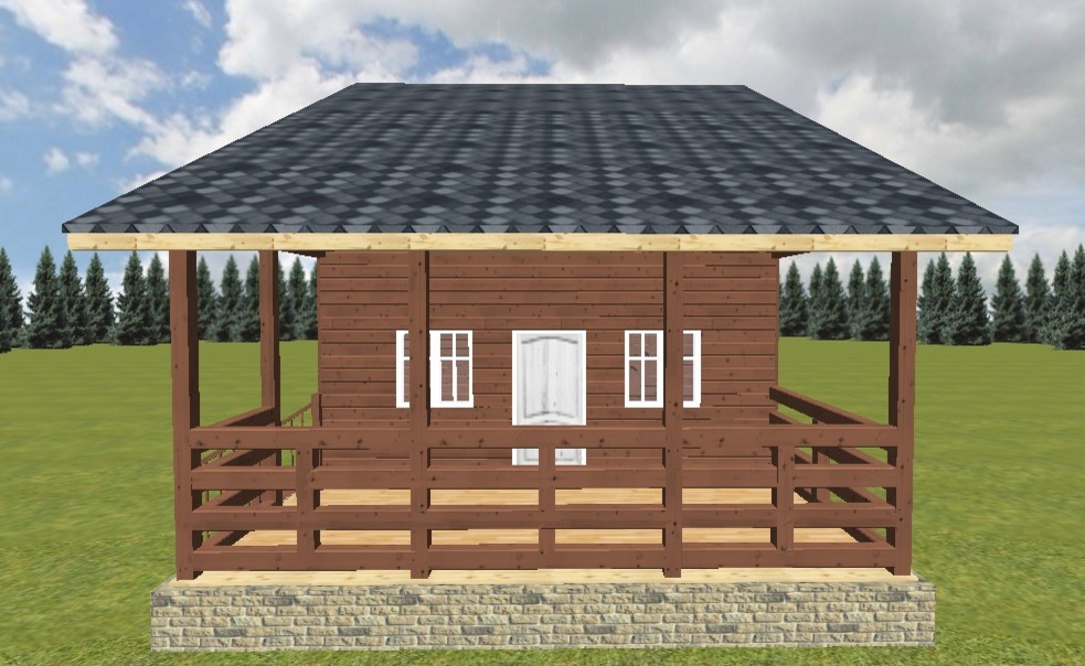 "Истра" - проект дома из бруса 6х6 с террасой 6х3