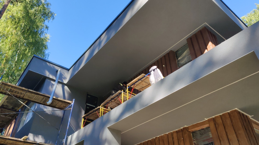 Утепление фасадов газобетонного дома, имитация дерева, камень и плитка