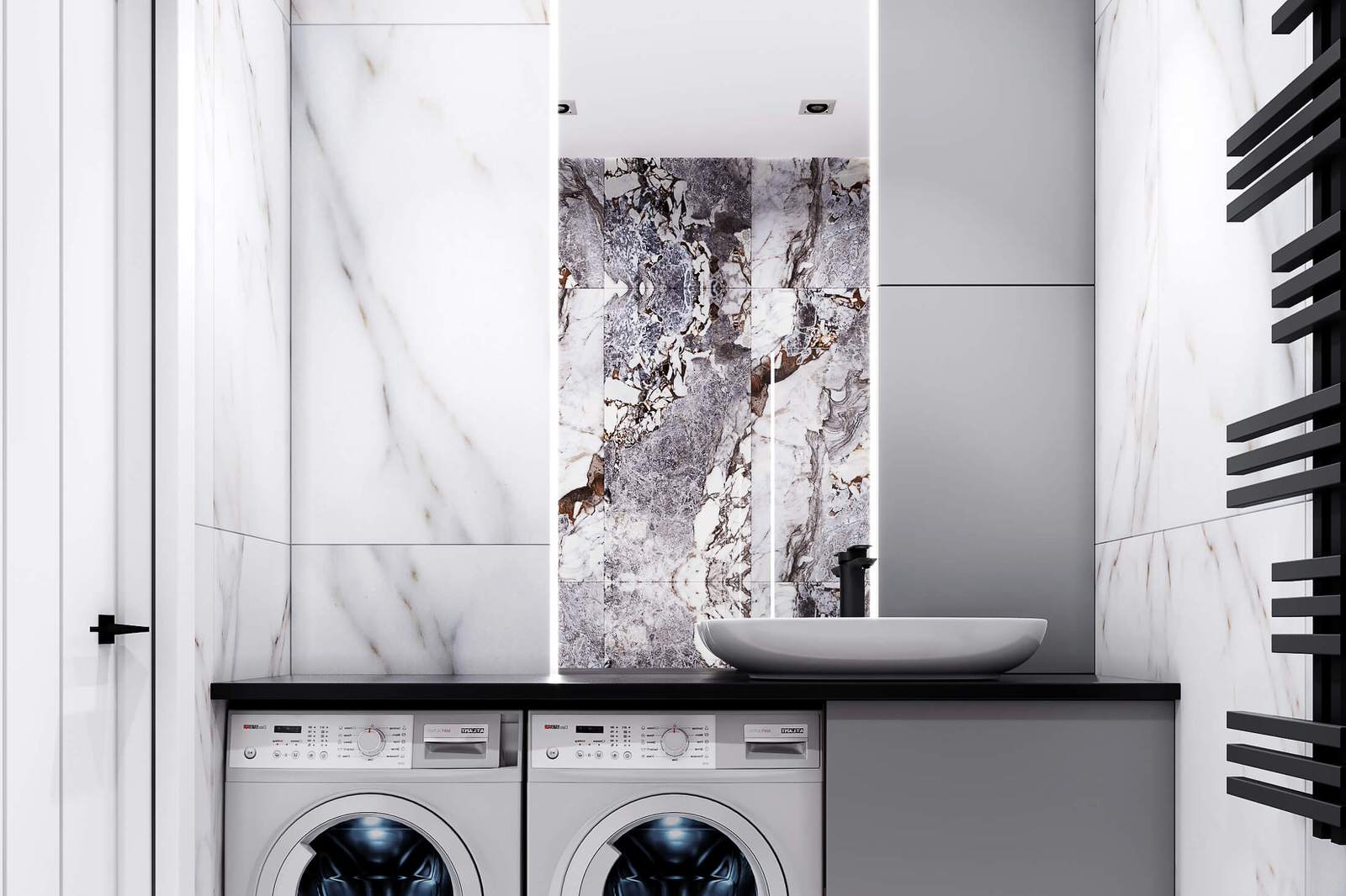 Современный дизайн в серых тонах, ЖК Панорама