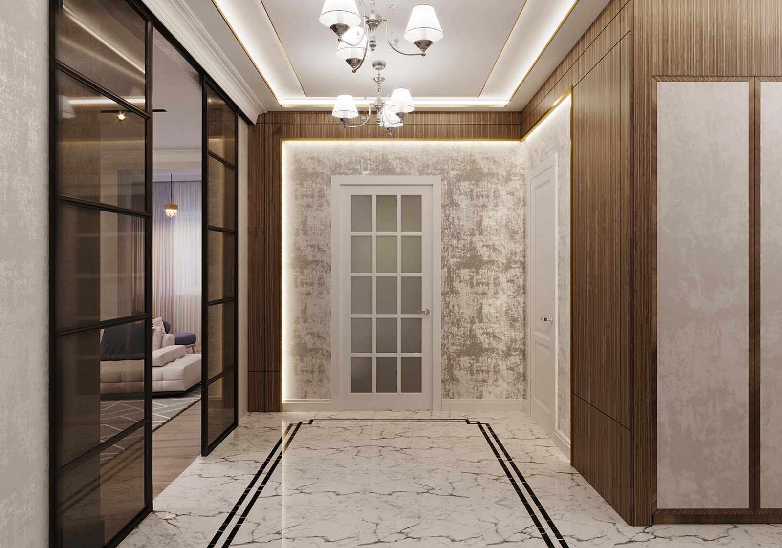 Современная гостиная с элементами классики