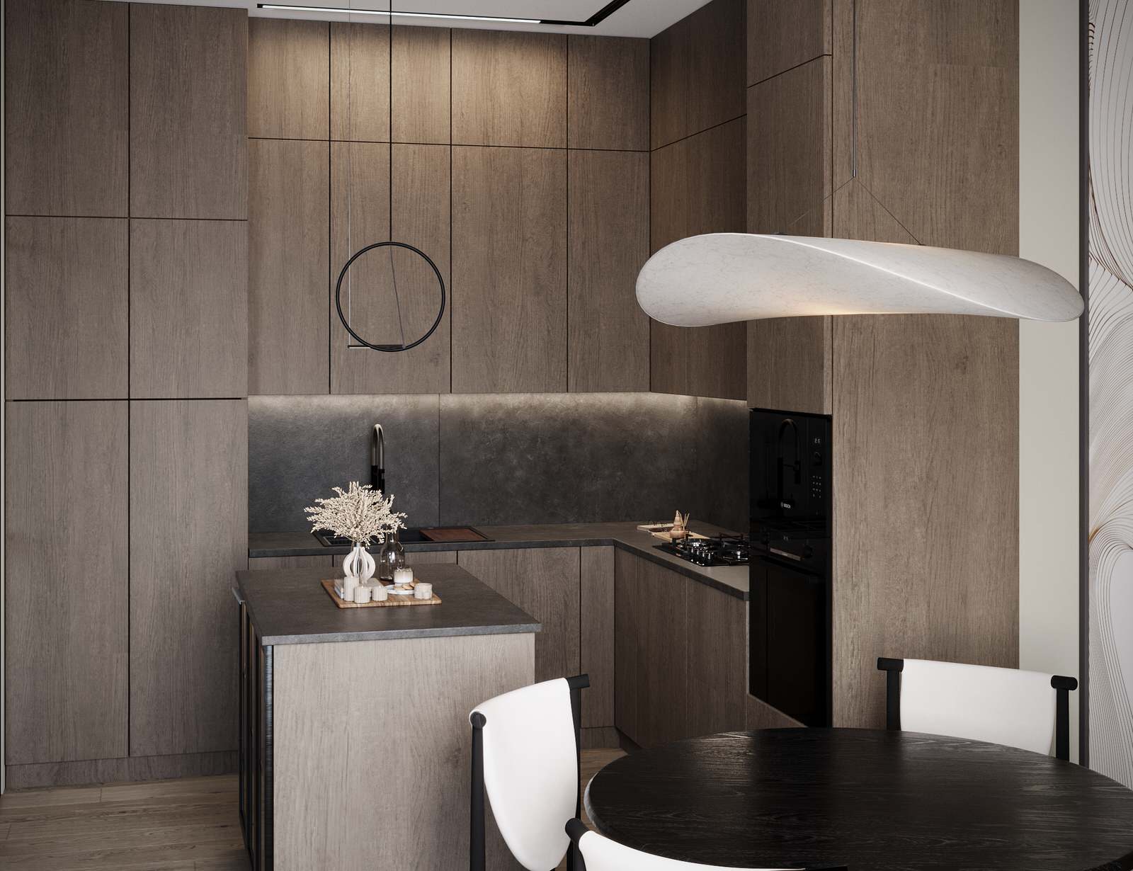 Визуализация кухни-гостиной в жк  Амур-Сити