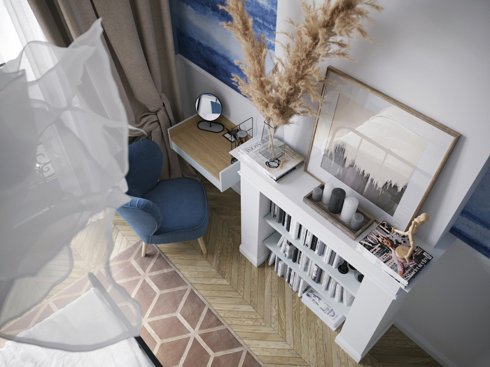 Спальня в голубых тонах