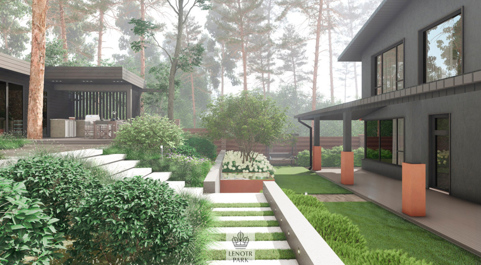 Сад на склоне в КП Подмосковные просторы