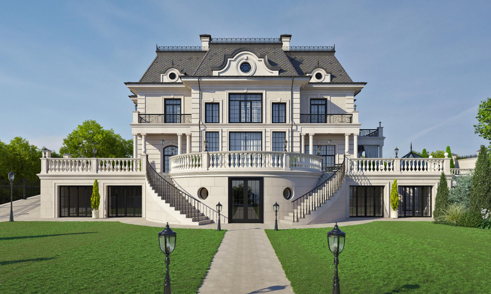 Архитектурный проект жилого дома с бассейном в классическом стиле. 1100кв.м.