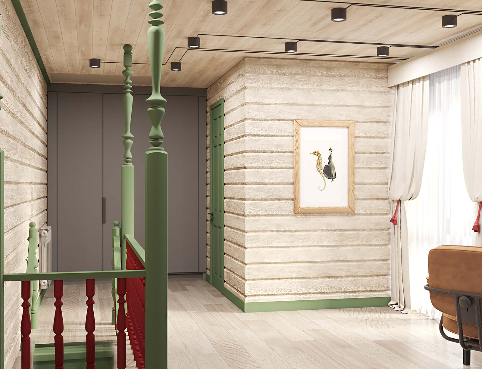 Брусовый дом выходного дня в Кантри стиле