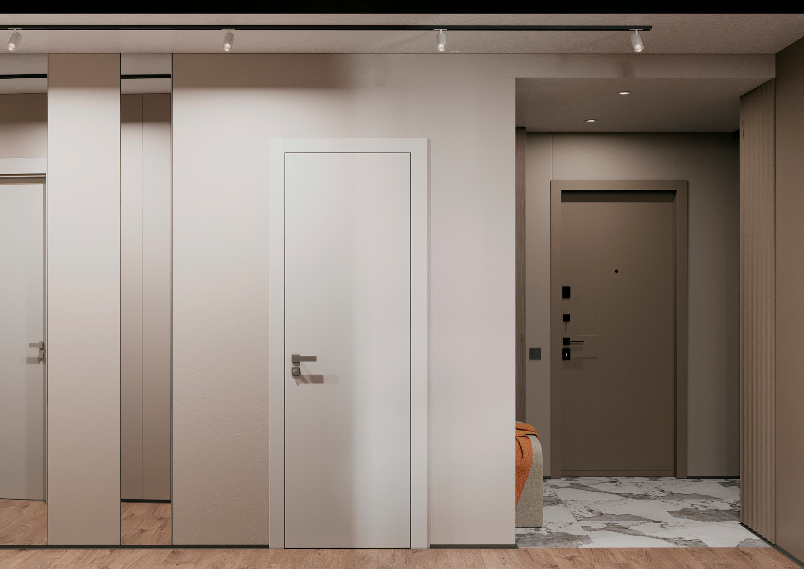 Прихожая-гардеробная в квартире в ЖК "Discovery Residence" Екатеринбург